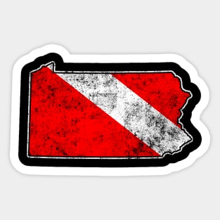 Pennsylvania Dive Flag Scuba Diving State Map Dive Flag Distressed Sticker